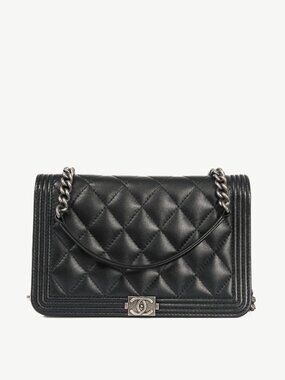 Chanel Boy Black Quilted Lambskin SHW Wallet-on-Chain